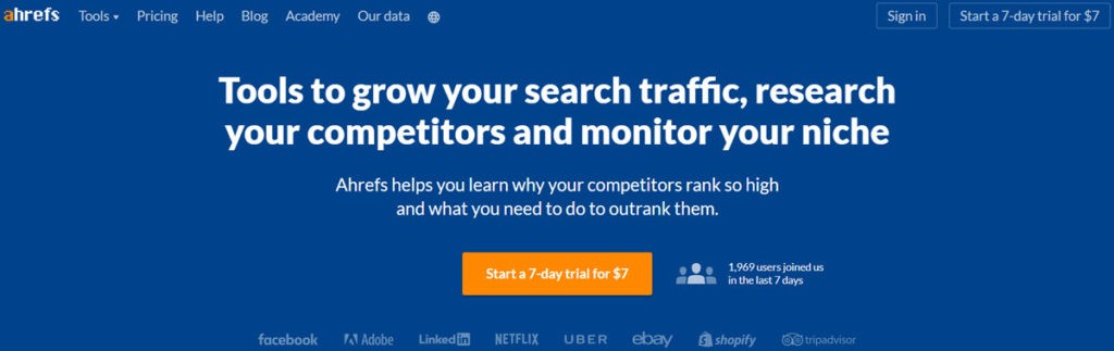 ahrefs homepage