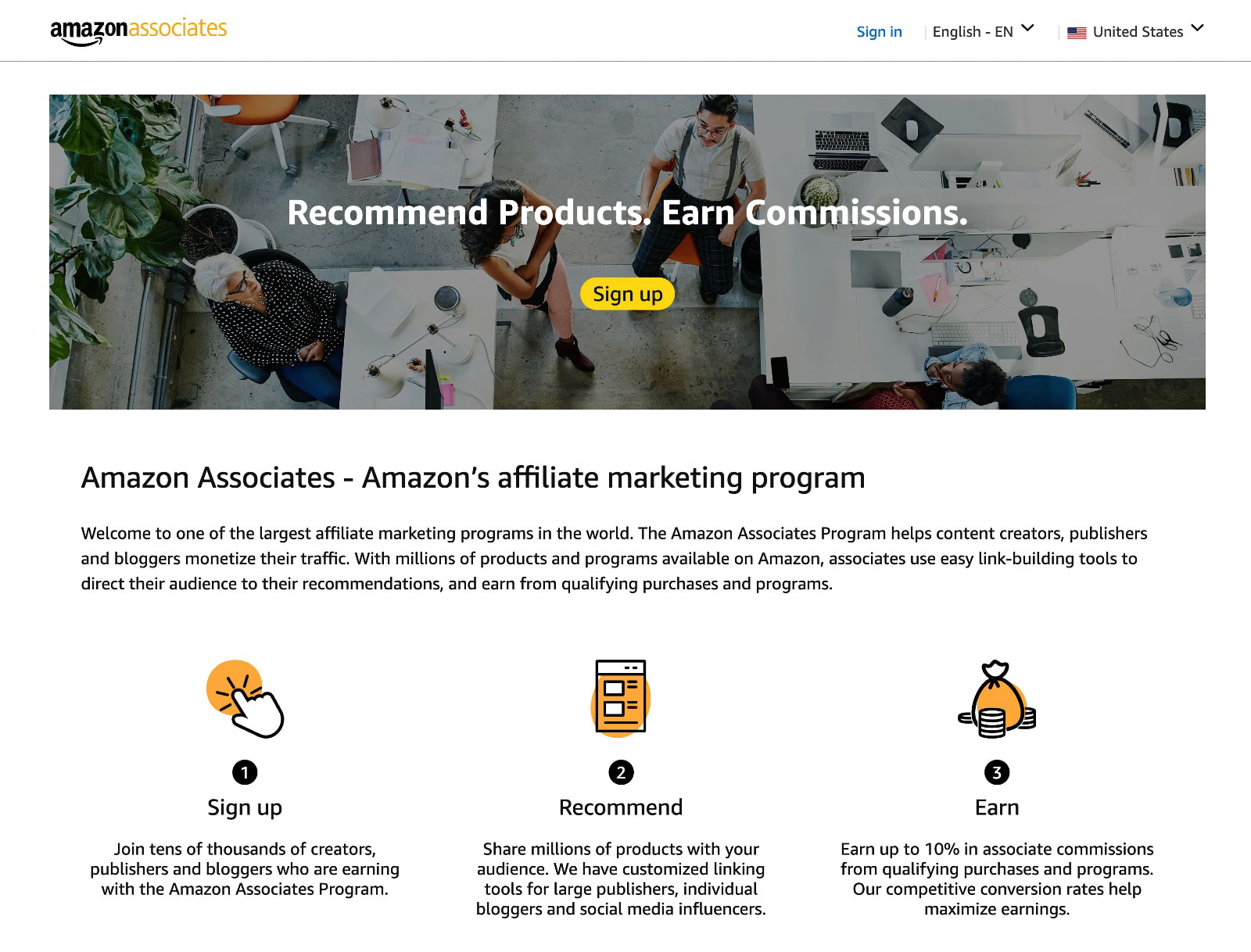 amazon associates us homepage