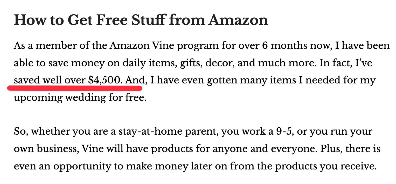 amazon vine success story