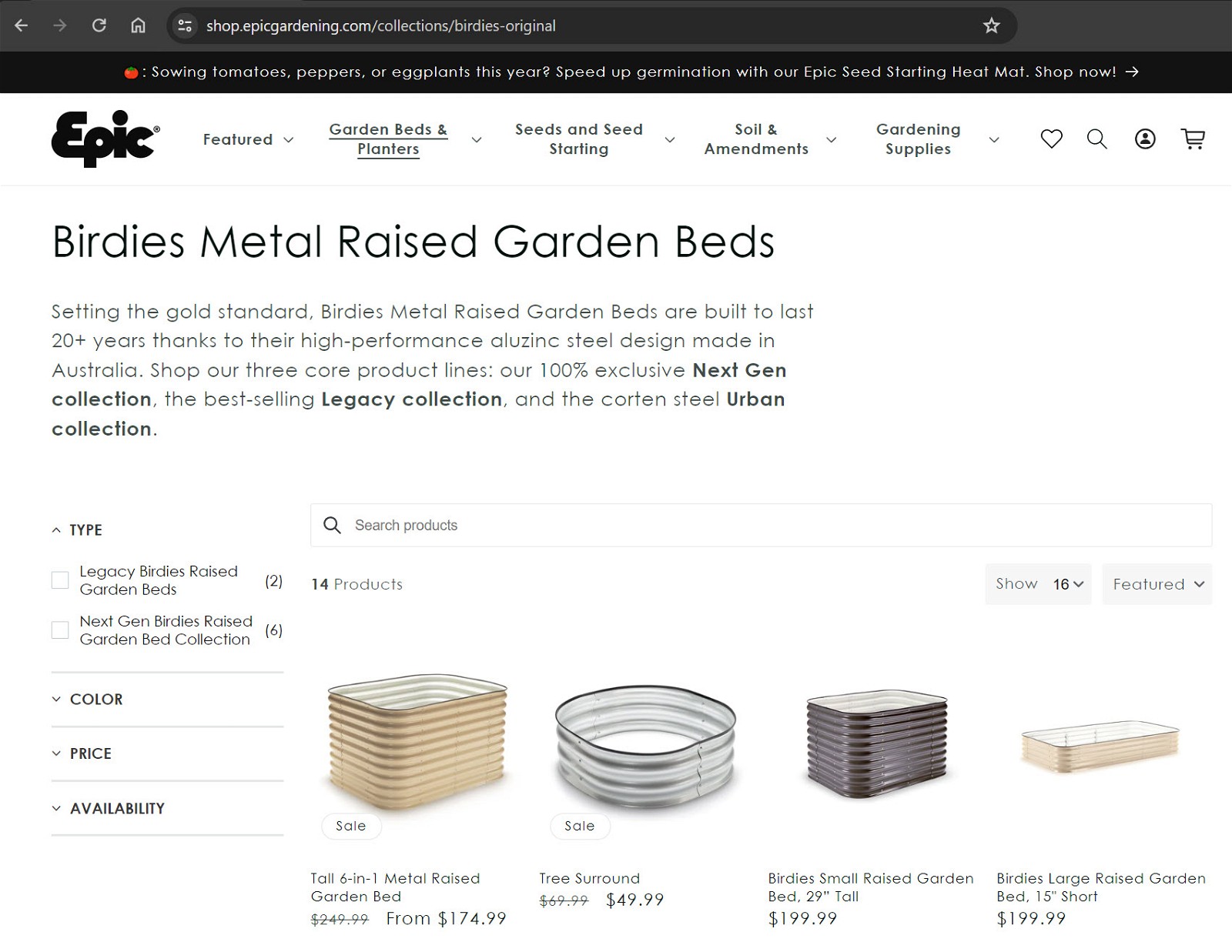 Epic Gardening shopping site