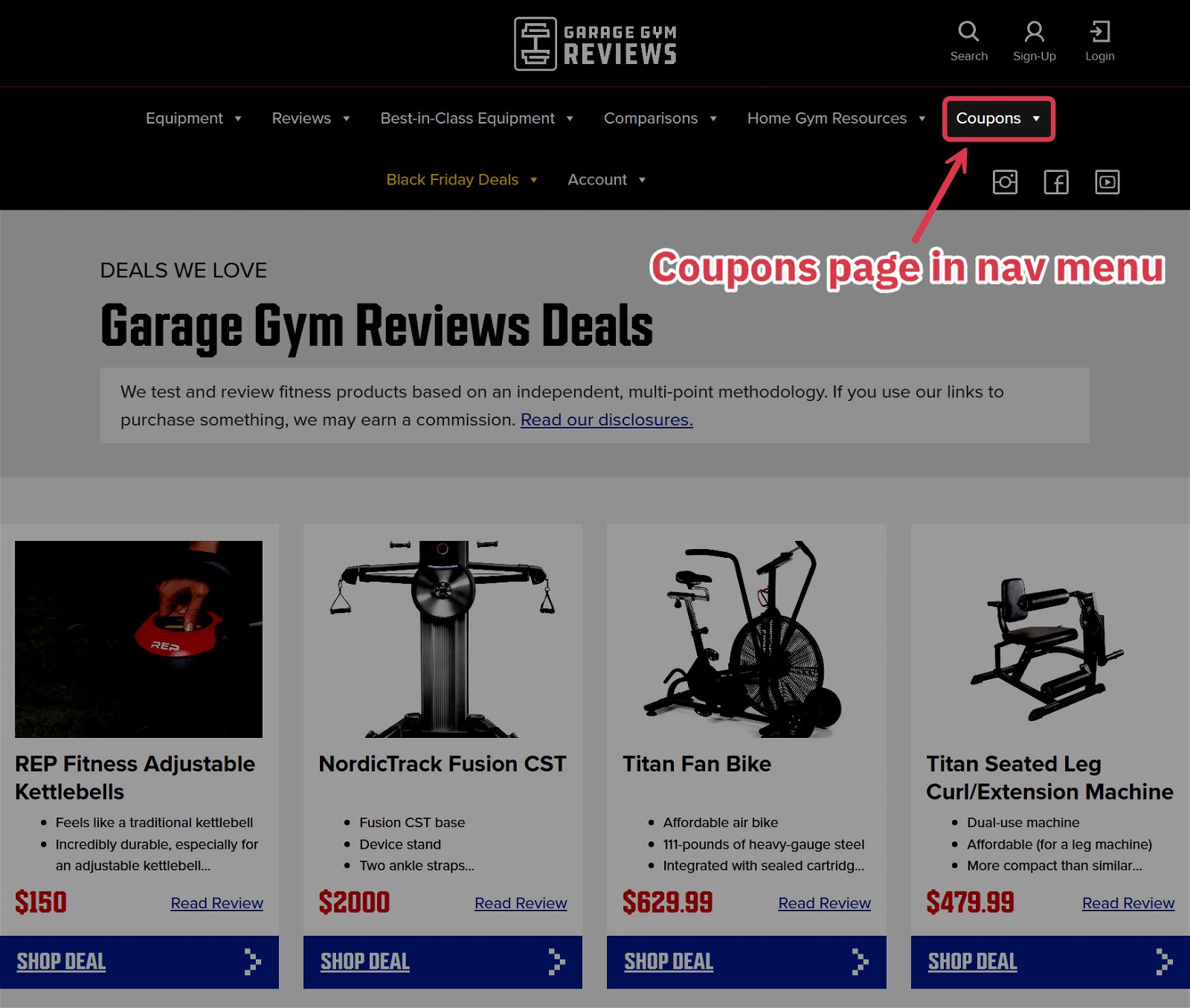 Garage Gym Reviews Nav Menu