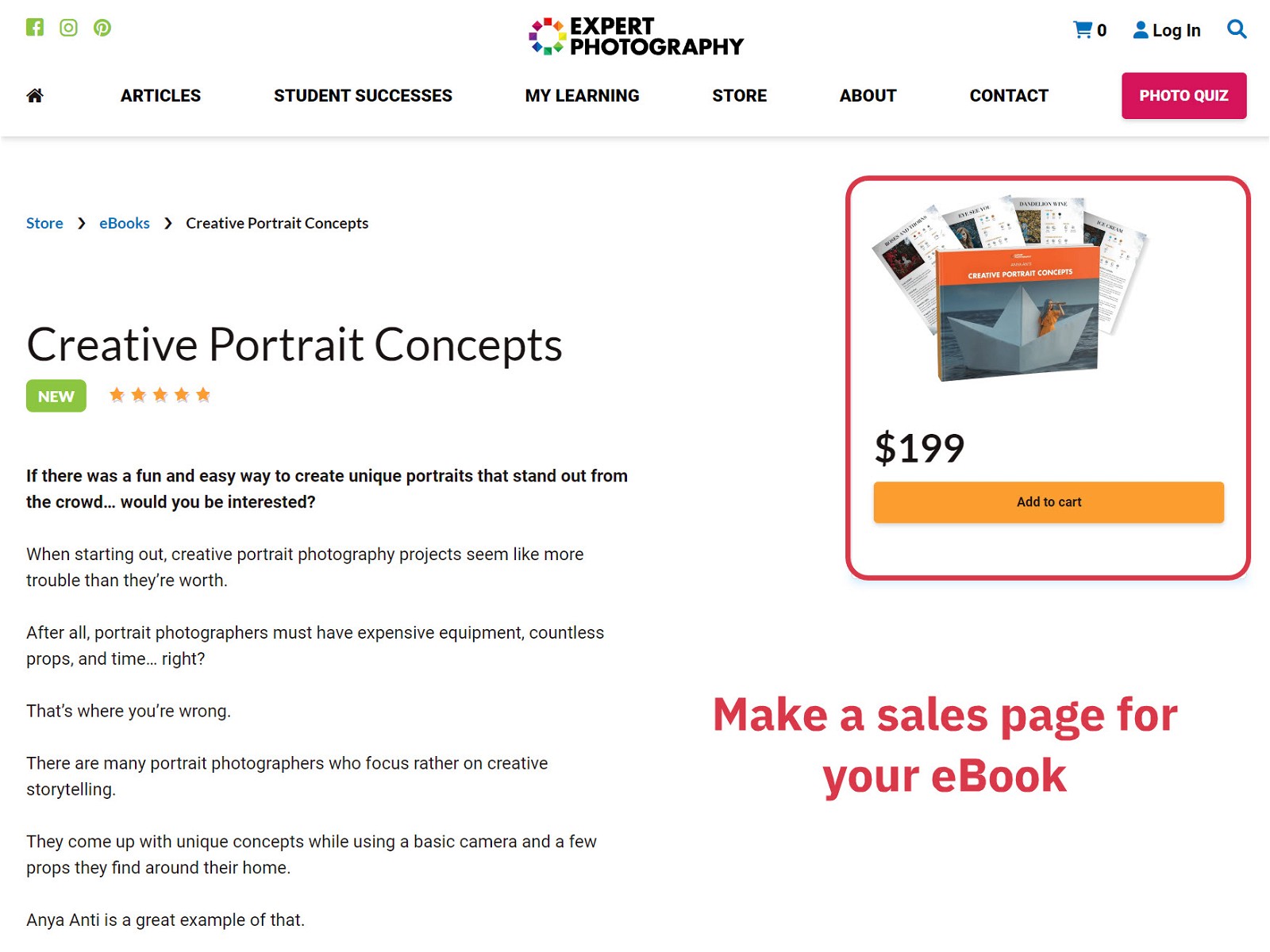 make sales page for eBook