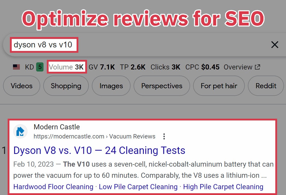 Optimize product reviews for SEO