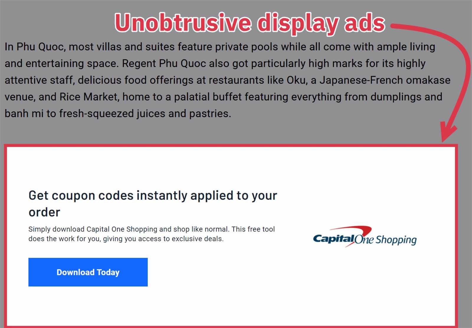 unobtrusive display advertising