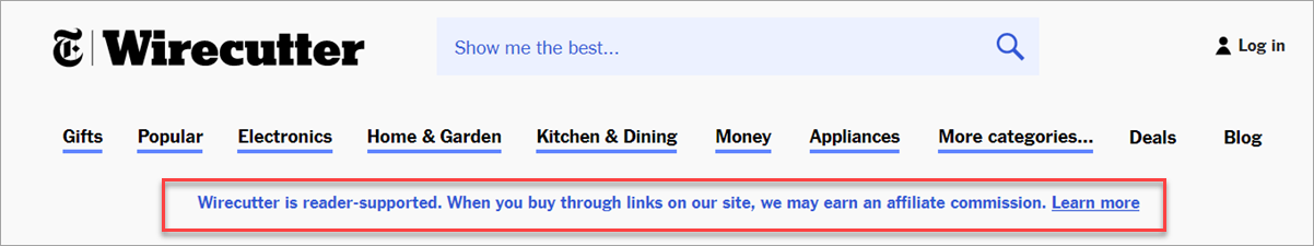 Affiliate Link Disclosure Example Wirecutter