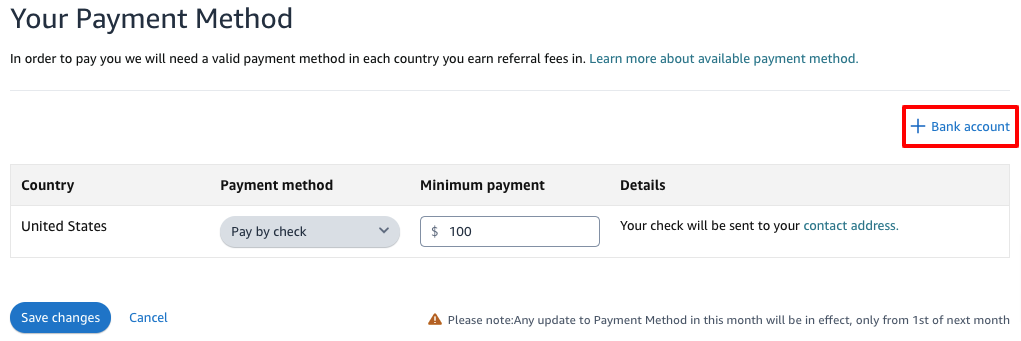 amazon associates payment setup