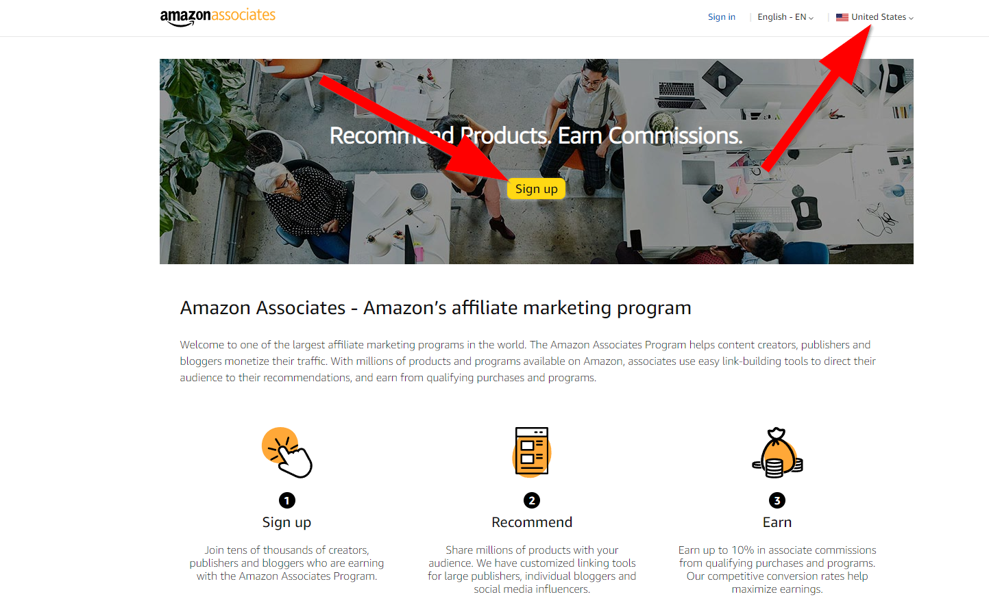 amazon associates signup