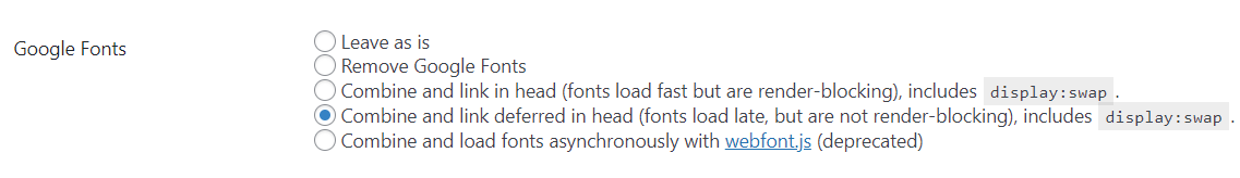 Autoptimize Google Fonts Options