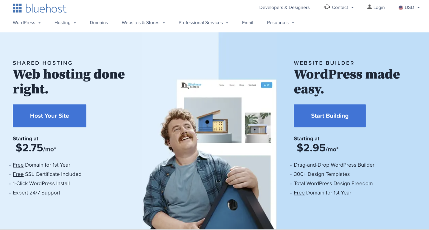 Bluehost's website