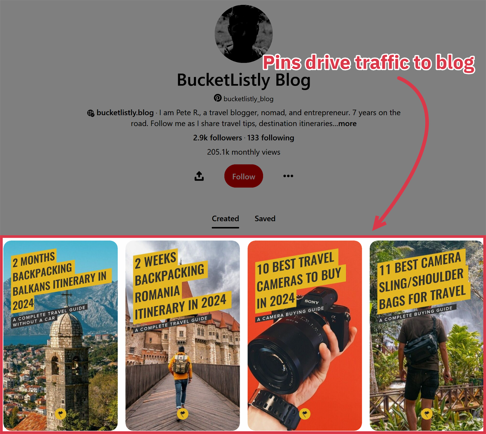 bucketlistly pinterest profile