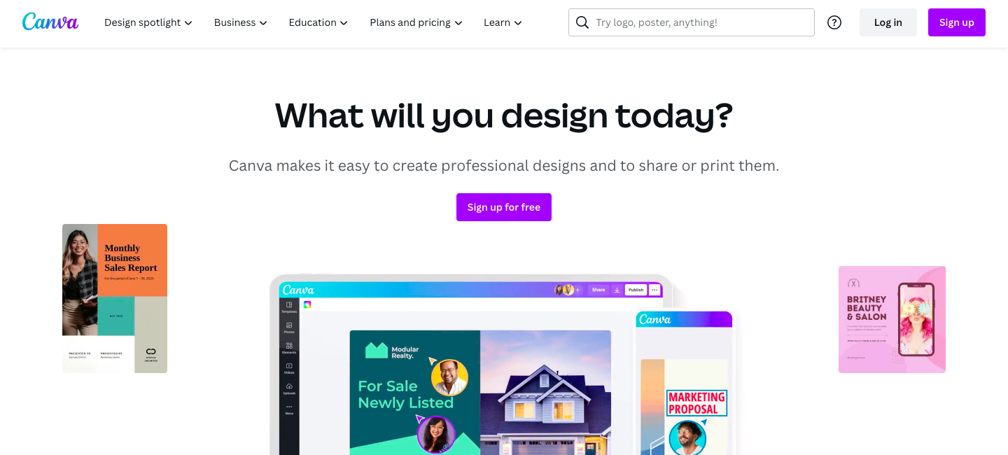 Canva Homepage