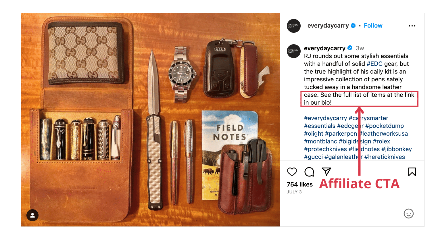 everyday carry instagram post