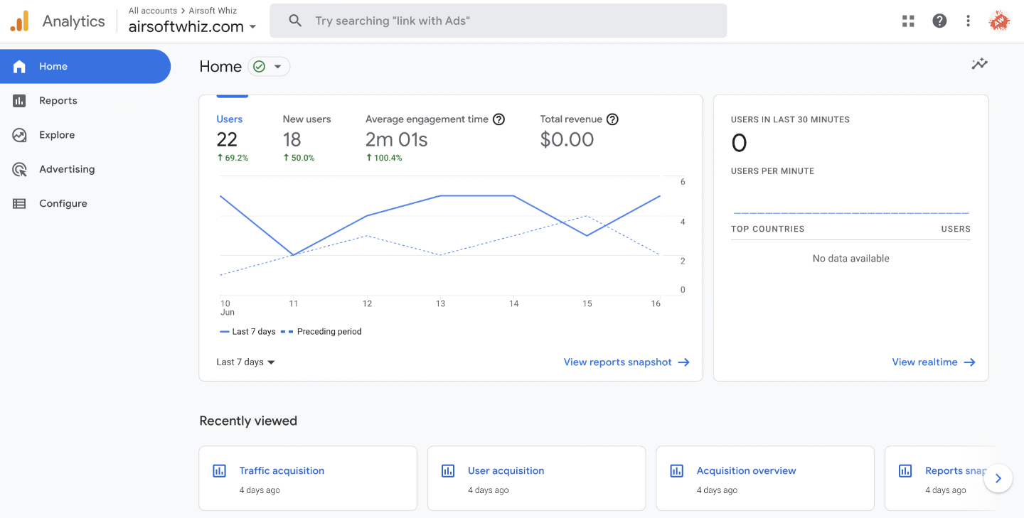 Google Analytics Interface