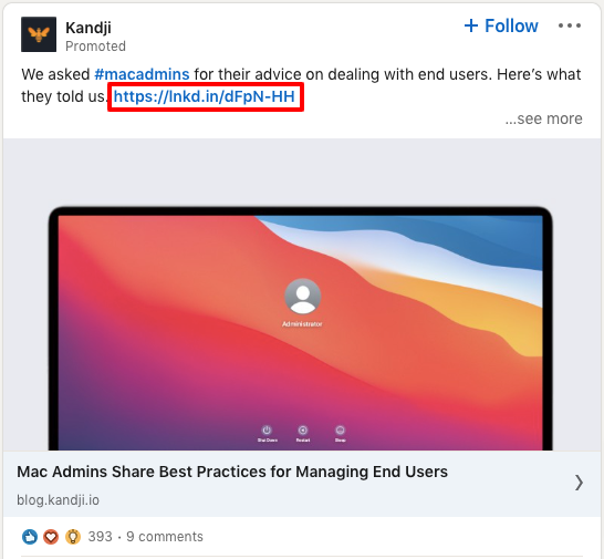 Linkedin Sponsored Post With Link