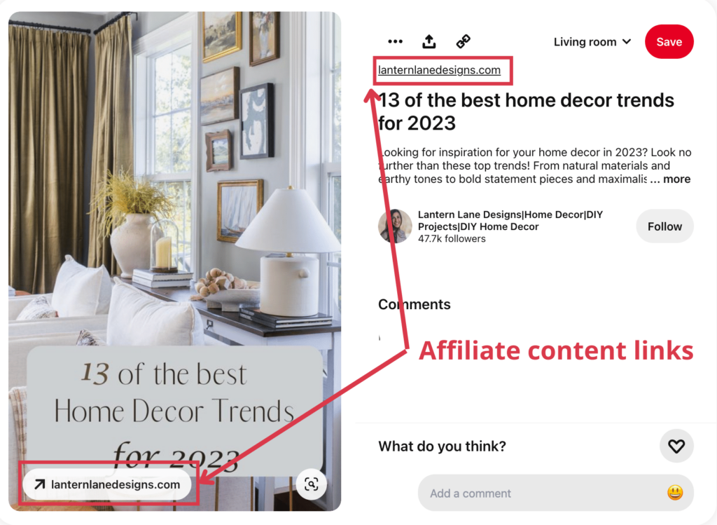 pin with affiliate content links