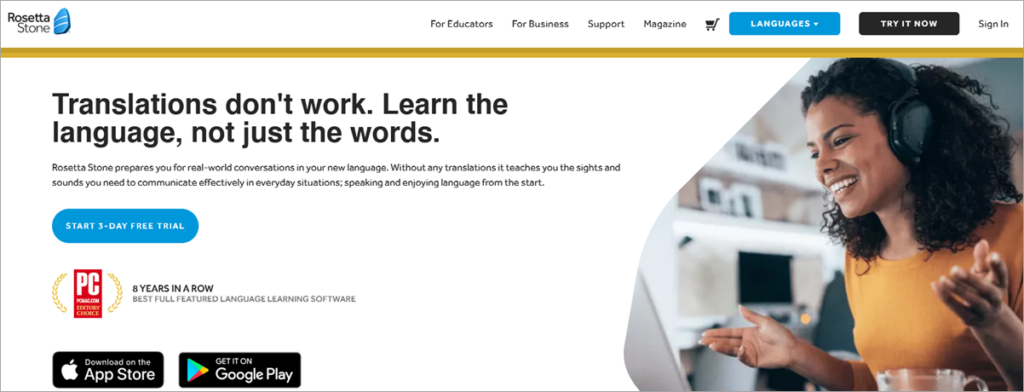 Rosetta Stone Homepage