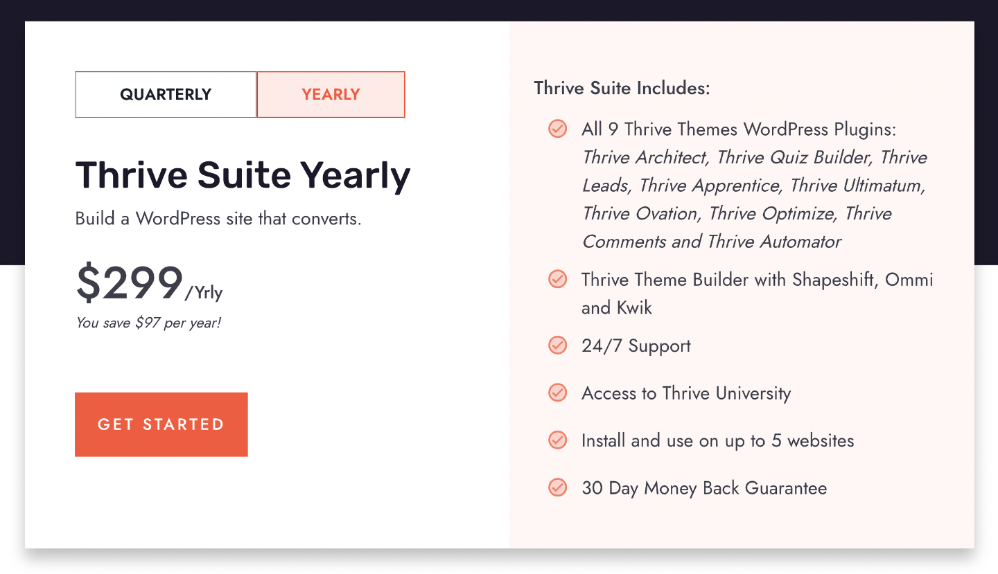 Thrive Suite Pricing