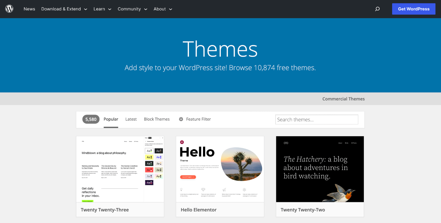 wordpress themes library