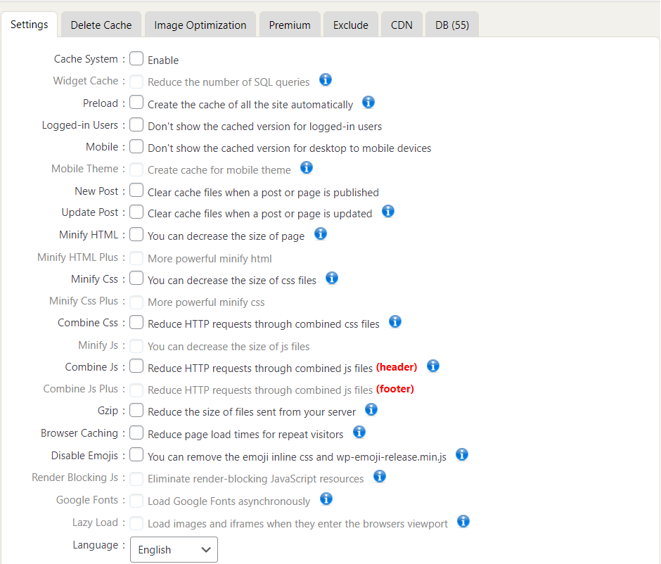 Wp Fastest Cache Settings